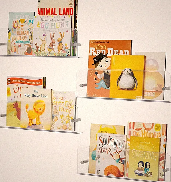 Bücherregal Kinder 4er Set, 39cm Bilderbücher Kunststoff Transparente Wandregal