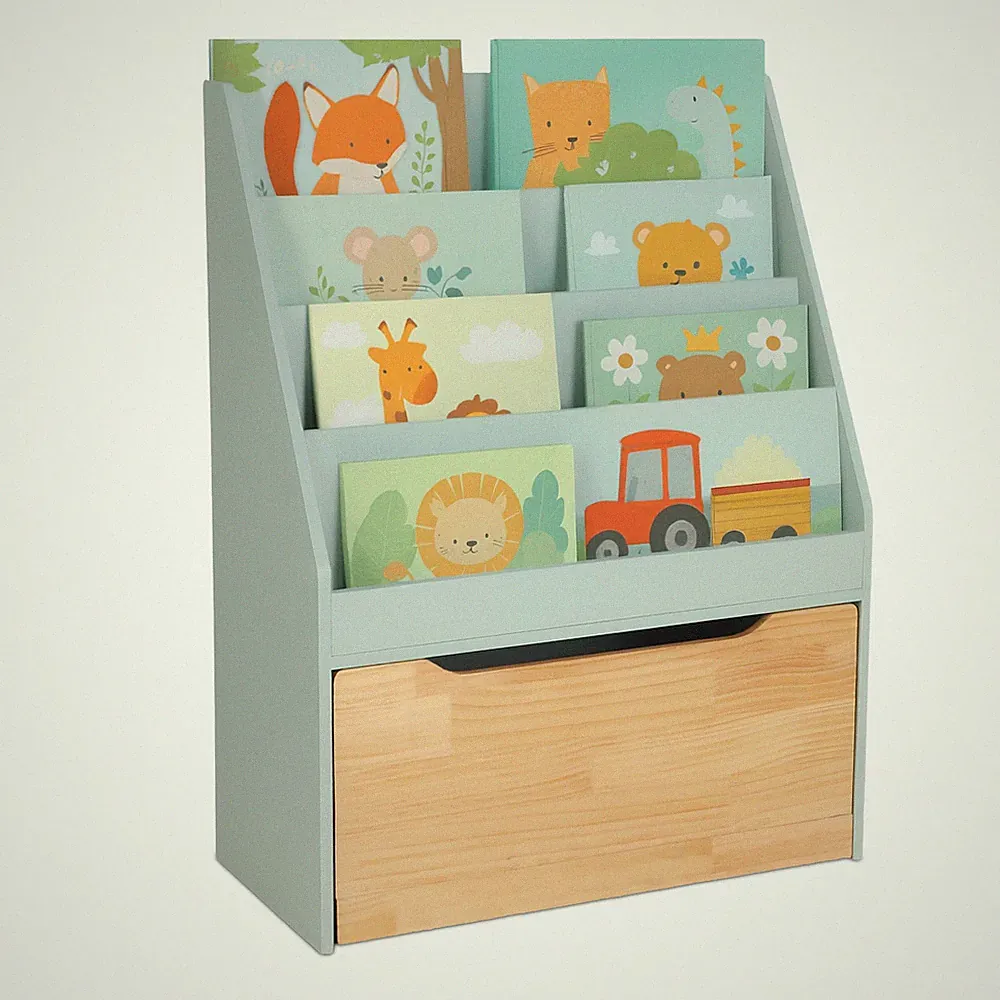 Bücherregal Kinder Buchregal Kinderbücherregal Kinderregal Spielzeugregal türkis