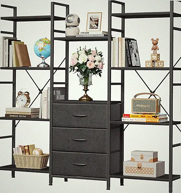 Bücherregal mit 3 Schubladen 120x142cm Industrieller St