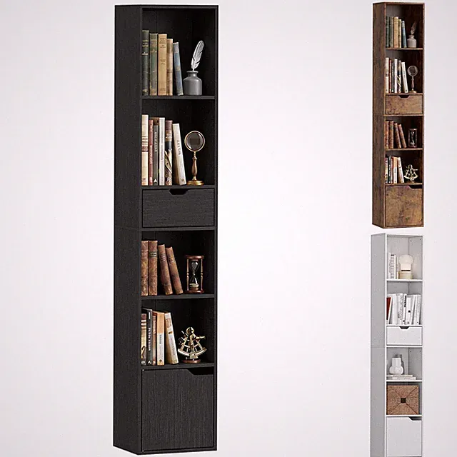 Bücherregal mit 6 Ebenen, 3-stufig verstellbar, mit Schublade Refurbished