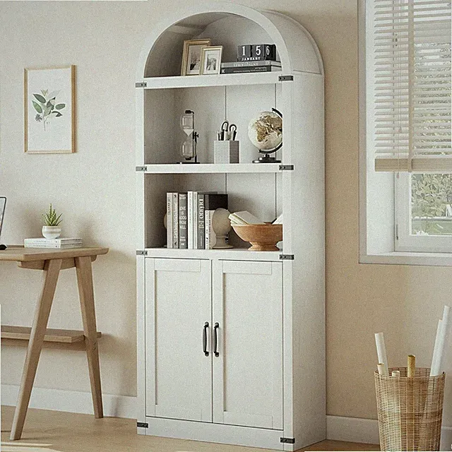 Bücherregal mit Tür gewölbtes Bücherregal 71,65 in hohem Bücherregal Home Office