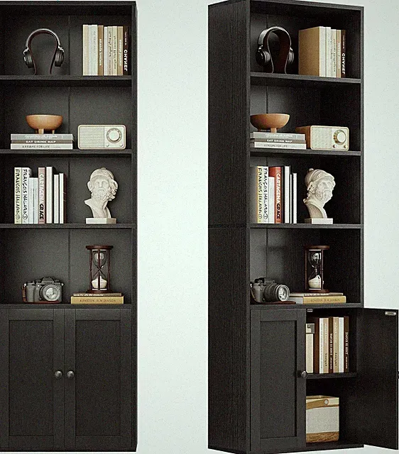 Bücherregal mit Türen 6 Ebenen 48x24x176