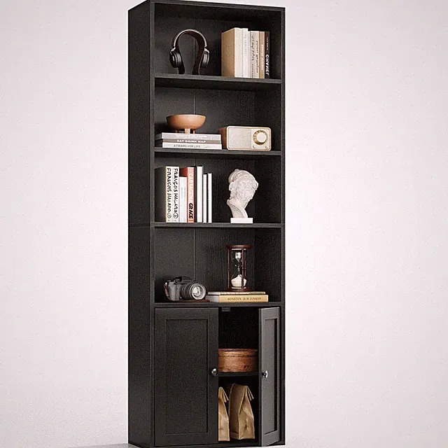 Bücherregal mit Türen Regal mit 6 Ebenen, Bücherschrank 48 x 24 x 176.4 cm Sc...