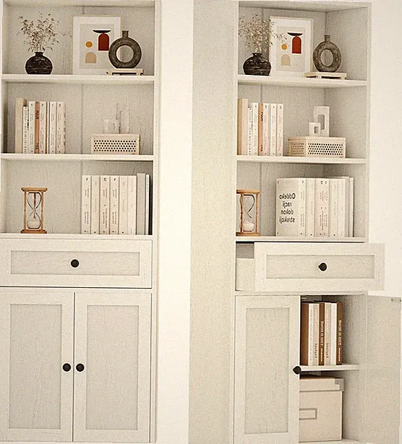 Bücherregal mit Türen Schrank 5 Ebenen Stehend 48x2