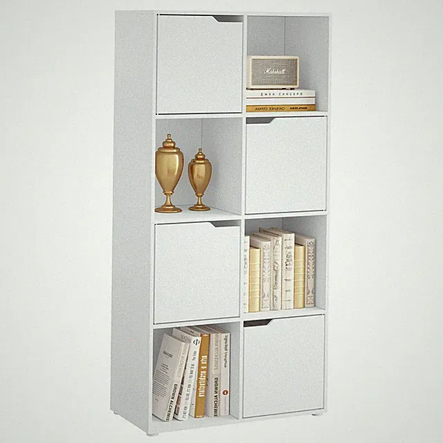 Bücherregal mit Türen Standregal weiß Bücherschrank 8 Fächer Aktenregal SK039ws