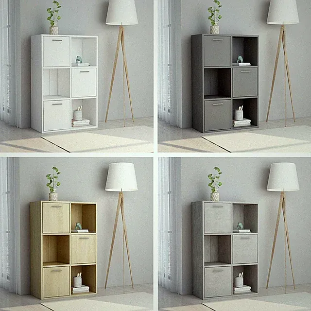 Bücherregal Raumteiler 3 offenen Würfeln & 3 Würfeln mit Türen 60x29,5x90 cm