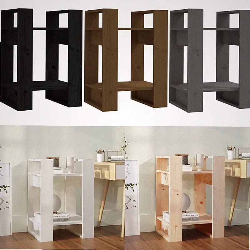 Bücherregal Raumteiler 41x35x91cm Massivholz Kiefer Freistehend Regalsystem