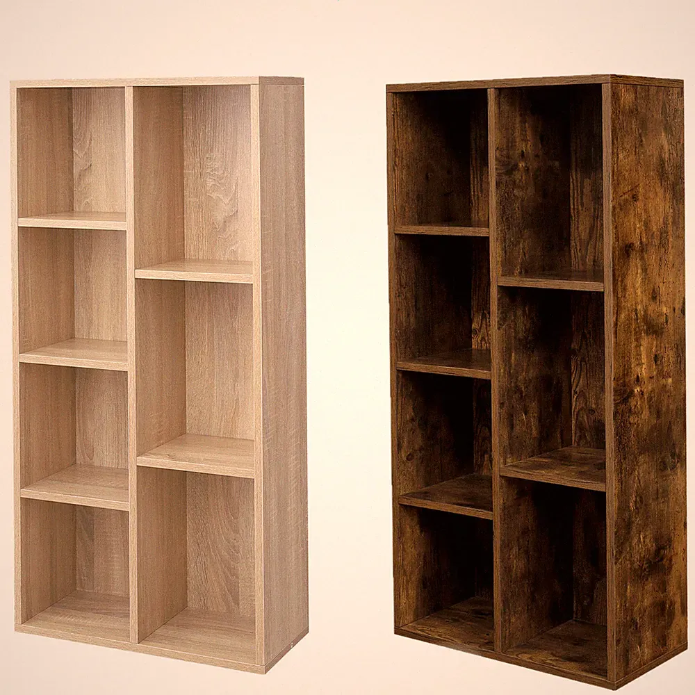 Bücherregal Raumteiler 7 Fächer Standregal Aktenregal Eiche Vintage Holz VASAGLE