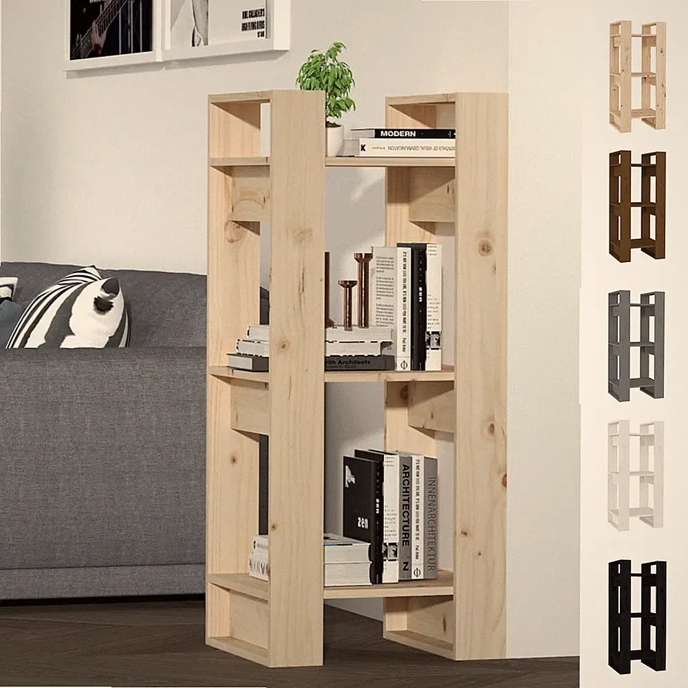 Bücherregal Raumteiler Massivholz Kiefer Holzregal Bücherschrank 41x35x91cm