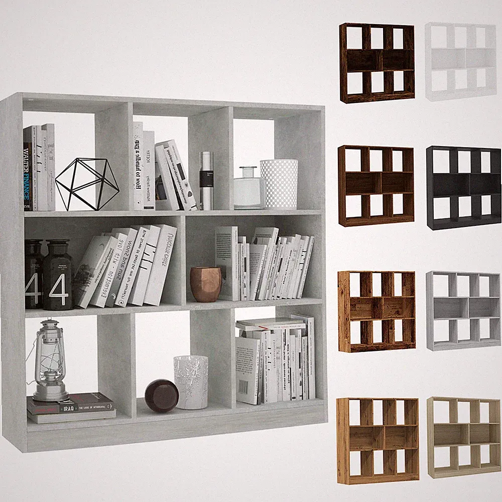 Bücherregal Raumteiler mit 8 Fächer Wandregal Bücherschrank Büroregal Standregal