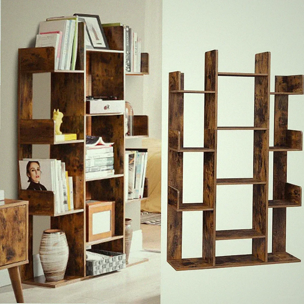 Bücherregal Raumteiler Standregal 8/13 Fächer Aktenregal Baumform Holz VASAGLE