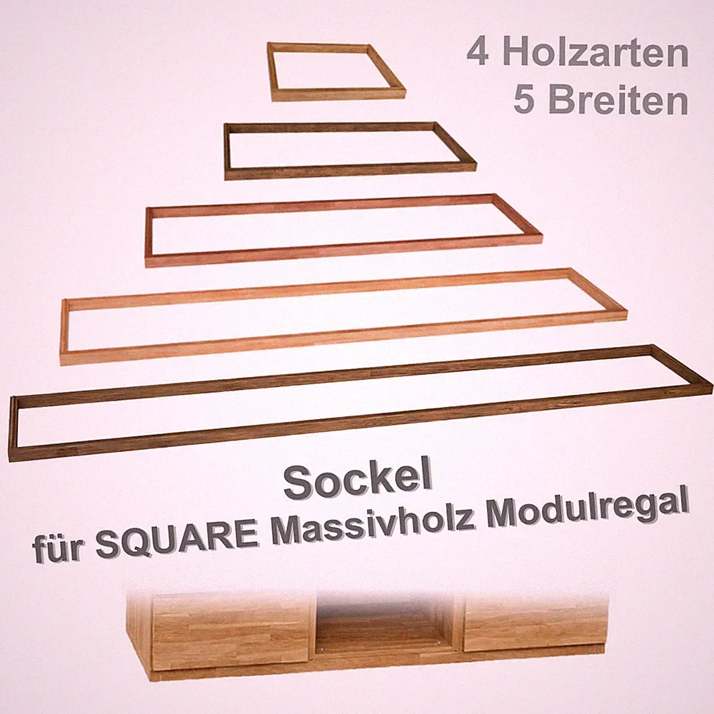 Bücherregal Regalsystem SQUARE SOCKEL Massivholzmöbel Würfelregal-Elemente