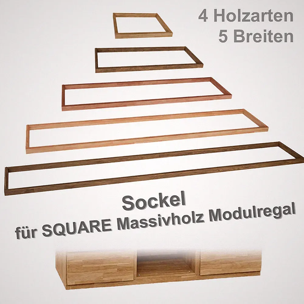 Bücherregal Regalsystem SQUARE SOCKEL Massivholzmöbel Würfelregal-Elemente