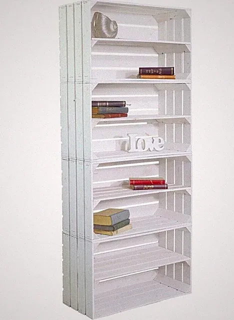 Bücherregal Schrank "Davidson" für Büro Wohnzimmer Obstkiste Weiß Weinkiste