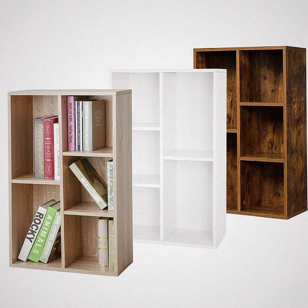 Bücherregal Standregal Aktenregal Raumteiler 5 Fächer 3 Farben Holz
