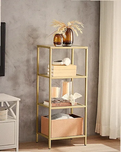 Bücherregal Standregal Badezimmerregal Küchenregal Wohnzimmerregal Gold LGT28G