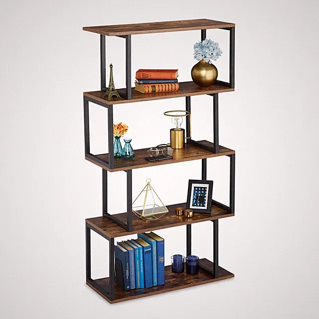 Bücherregal Standregal Mehrzweckregal 5 Ablagen MDF & Metall Industrial Regal