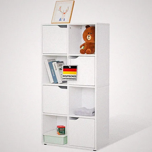 Bücherregal Weißes Standregal aus MDF mit Fächer & Türen Kippschutz Connecticut