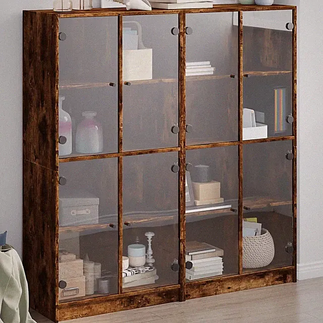 Bücherschrank Beistellschrank Küchenschrank Regalebene mit Türen Holzwerkstoff