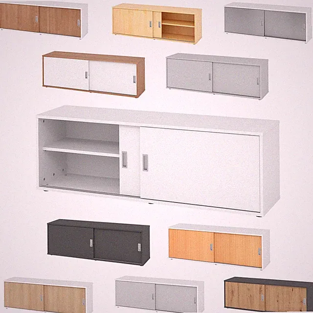 bümö Lowboard Sideboard Schiebetürenschrank Büroschrank Kommode Büro Schrank