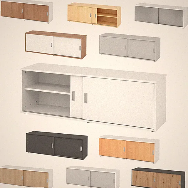 bümö Lowboard Sideboard Schiebetürenschrank Büroschrank Kommode Büro Schrank
