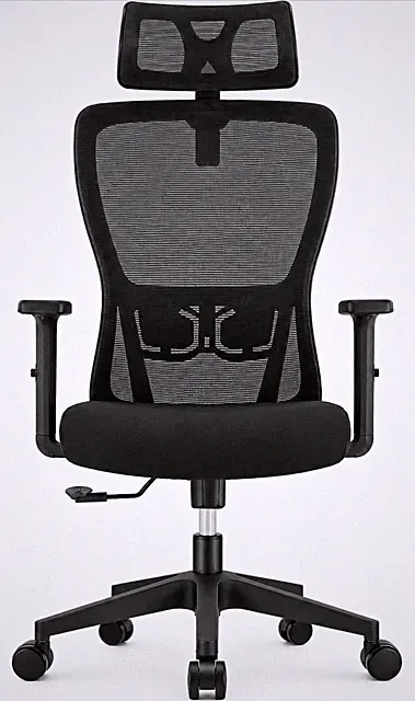 Büro-Drehstuhl Mesh mit Kopfstütze, verstellb. Armlehnen, Wipp/Neigef., 150 kg