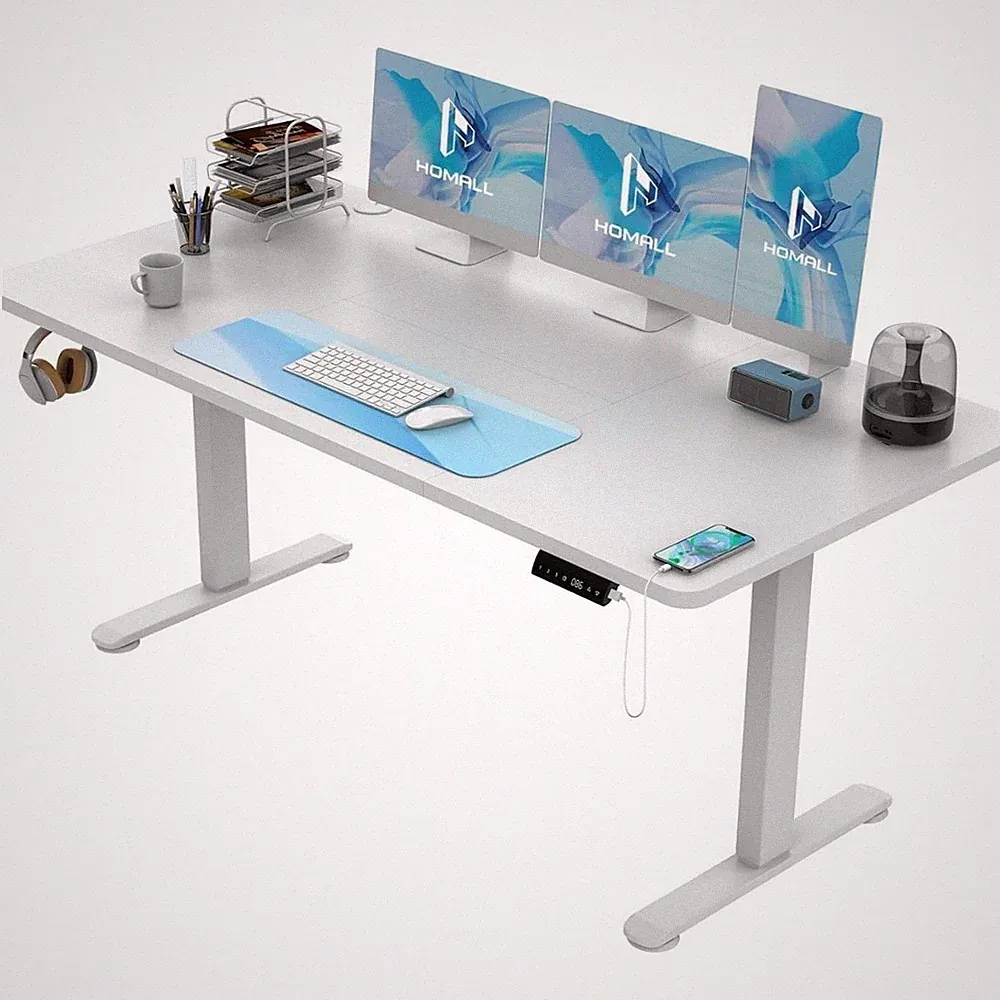 Büro Stehpult Schreibtisch Höhenverstellbar Speicher USB Timer H72-118 140x80cm