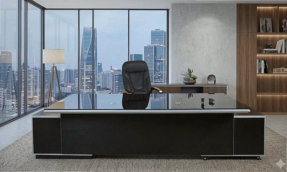 Büromöbel Bauhaus Chef Schreibtisch Kehl 2,45 m Sideboard Repräsentativ Jet-Line