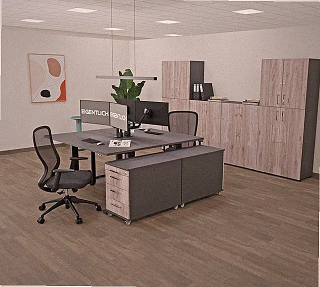 Büromöbel Set Doppelarbeitsplatz höhenverstellb. Schreibtisch Komplettset Büro