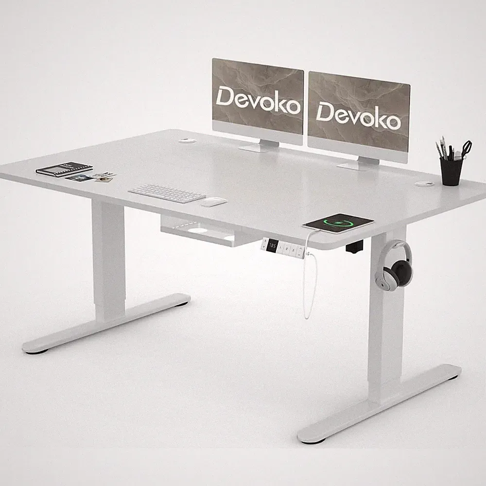 Höhenverstellbarer Schreibtisch Bürotisch Elektrisch 140x80 USB-C 72-118cm 70kg