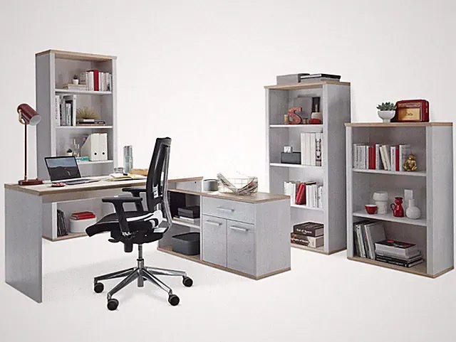 Büroset Büromöbelset Schreibtisch Sideboard Regale ROSINA Dekor Sibiu Lärche