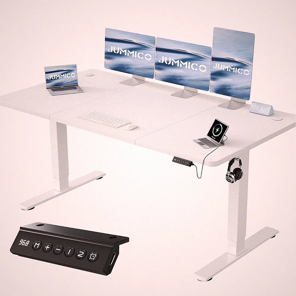 Bürotisch Höhenverstellbar Schreibtisch 160x70 USB Memory Timer Kindersicherung