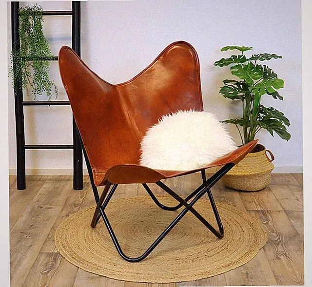 Buffalo Leather Schmetterlingsstuhl Set 2 Klappbar Lounge Akzent Tan Boho