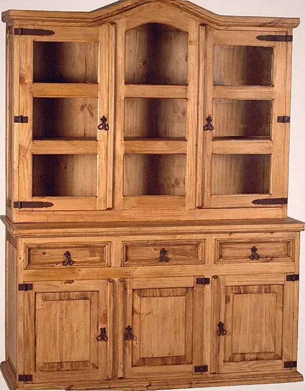 Buffet Mexico Möbel 150x190x54 cm Landhausstil Glas Massivholz Pinie Honig