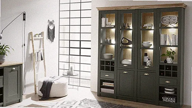 Buffet Vitrinenschrank Buffetschrank Cambridge Schrank 2-türig Landhaus grün