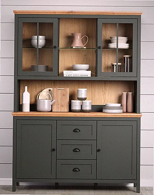 Buffetschrank Anrichte Vitrine Wohnzimmerschrank Tannengrün Eiche Landhaus