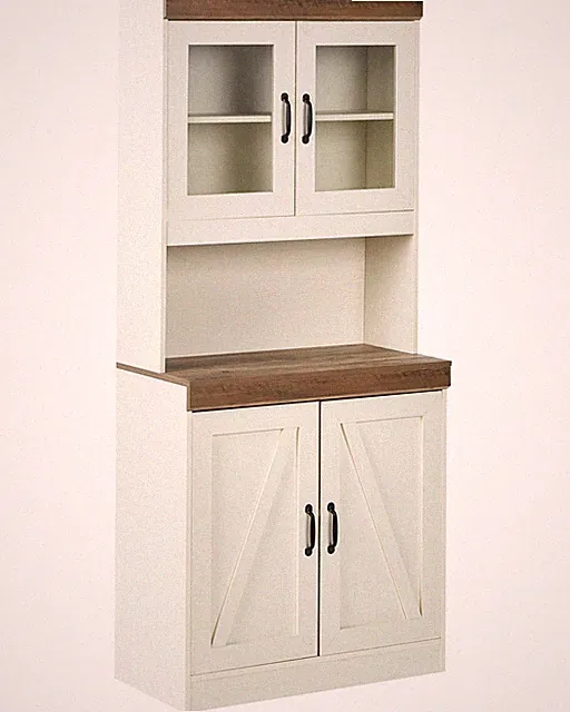 Buffetschrank mit Glastüren Faserplatte weiß / hellbraun Landhausstil Kalbarri