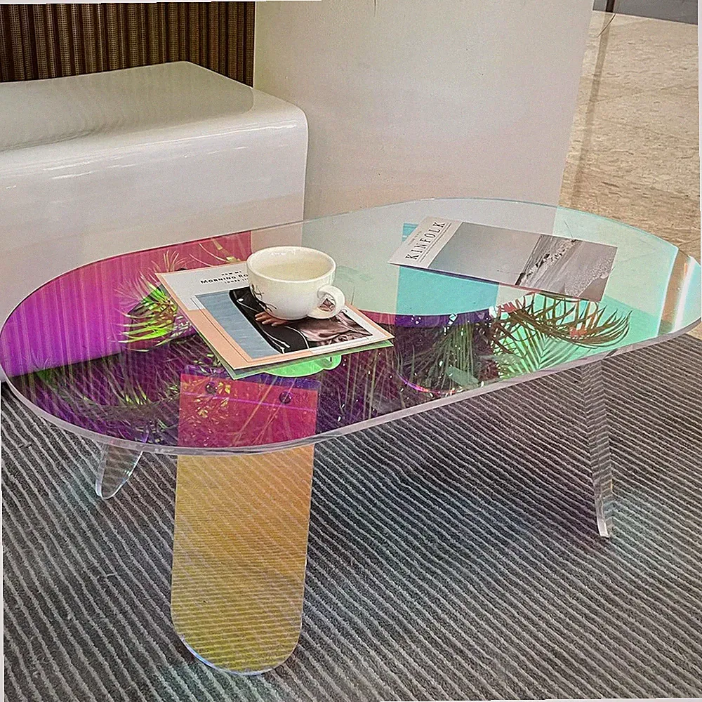 Bunt Couchtisch Wohnzimmertisch Bettisch Beistelltisch Acryl Glas 95*50*36cm