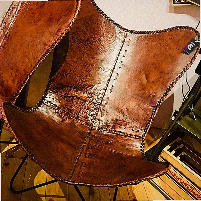 Butterfly Chair Handgefertigter Echtleder Rustic Sling Lounge Chair Armchair