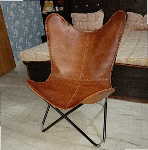 Butterfly Chair Vintage Leder Handgefertigt Vollklappbar Relax Lounge Sessel