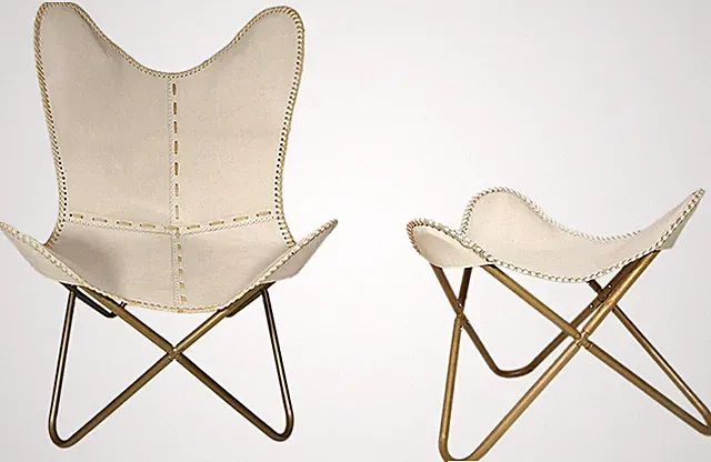 Butterfly Stuhl Handgemacht Echtes Leder Klappbarer Relax-Sessel Mit Hocker