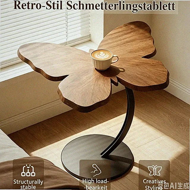 C-Förmiger Beistelltisch Sofa Couchtisch Schmetterling Form Mit Metallgestell