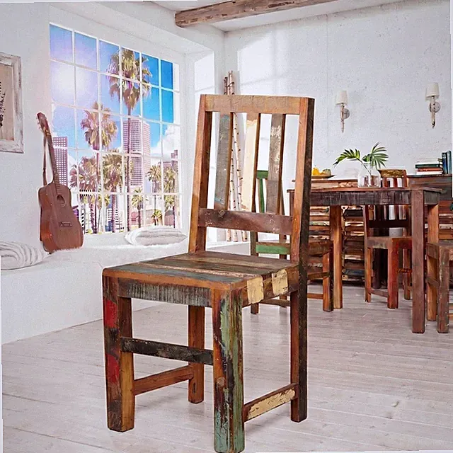 cagü: Komplett montiert Stuhl BORNEO Teak-Holz recycelt Holzstuhl Küchenstuhl