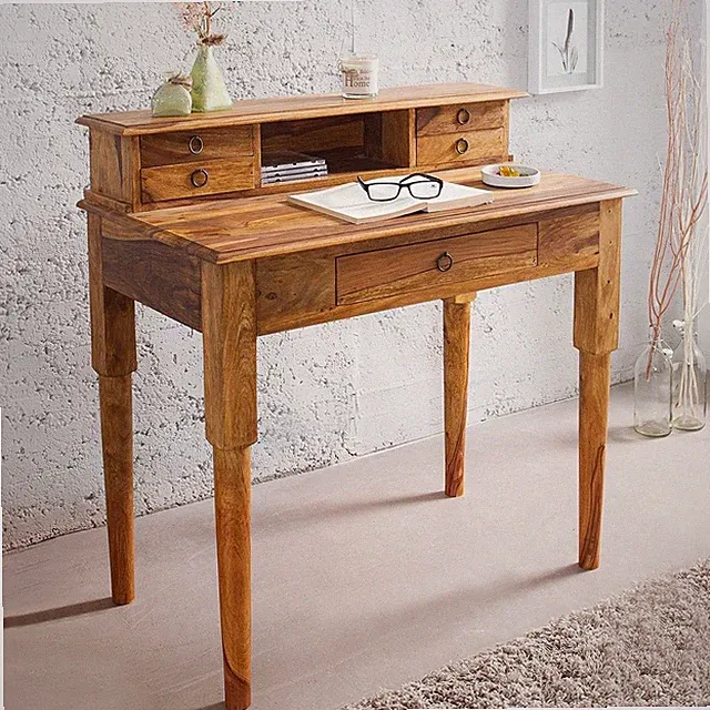 cagü Sekretär & Schreibtisch SATNA Sheesham massiv Holz 90cm x 50cm Laptoptisch