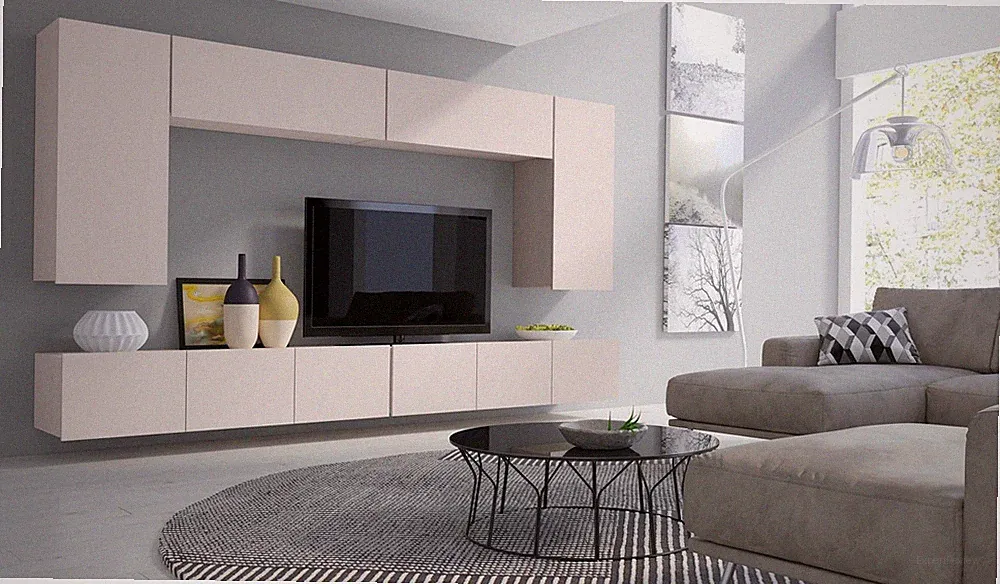 CAMERON 13 Wohnzimmer-Set, Wohnwand Komplett-Set 6-St., grifflos, Kaschmir