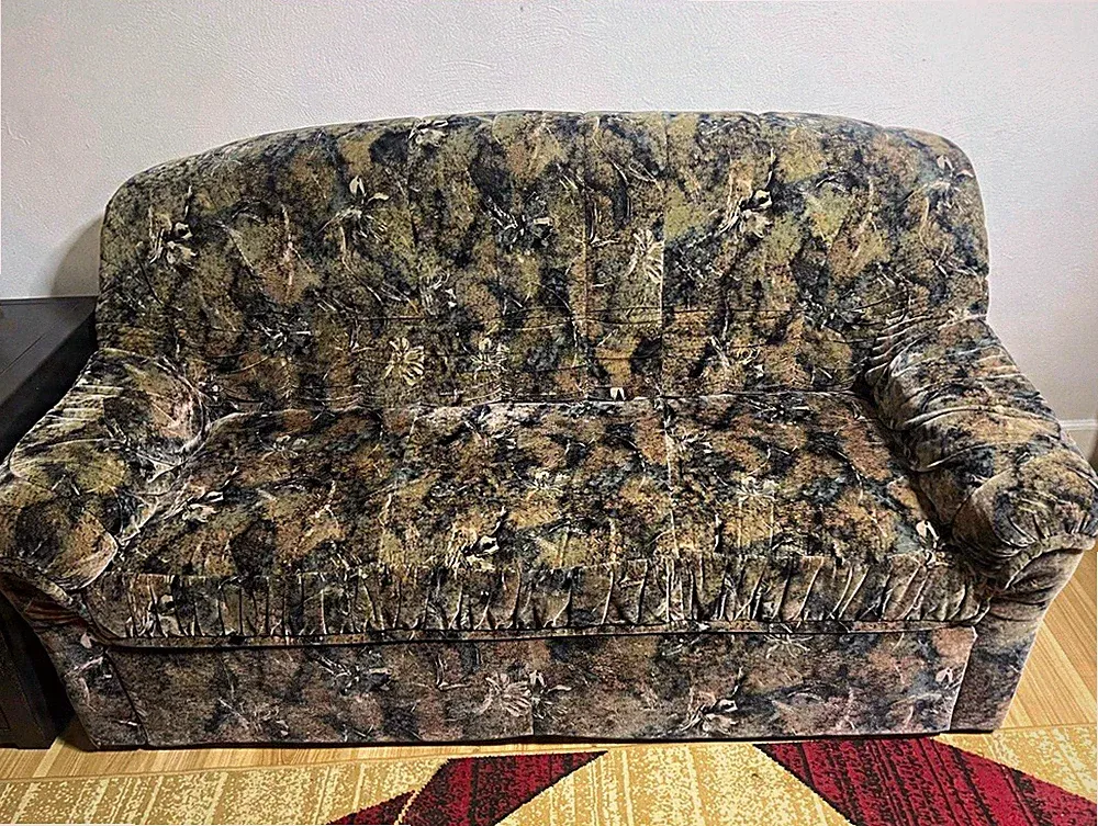 Camouflage Schlafsofa Velours ausziehbar 4-Sitzer 180x90x43 cm Holzgestell