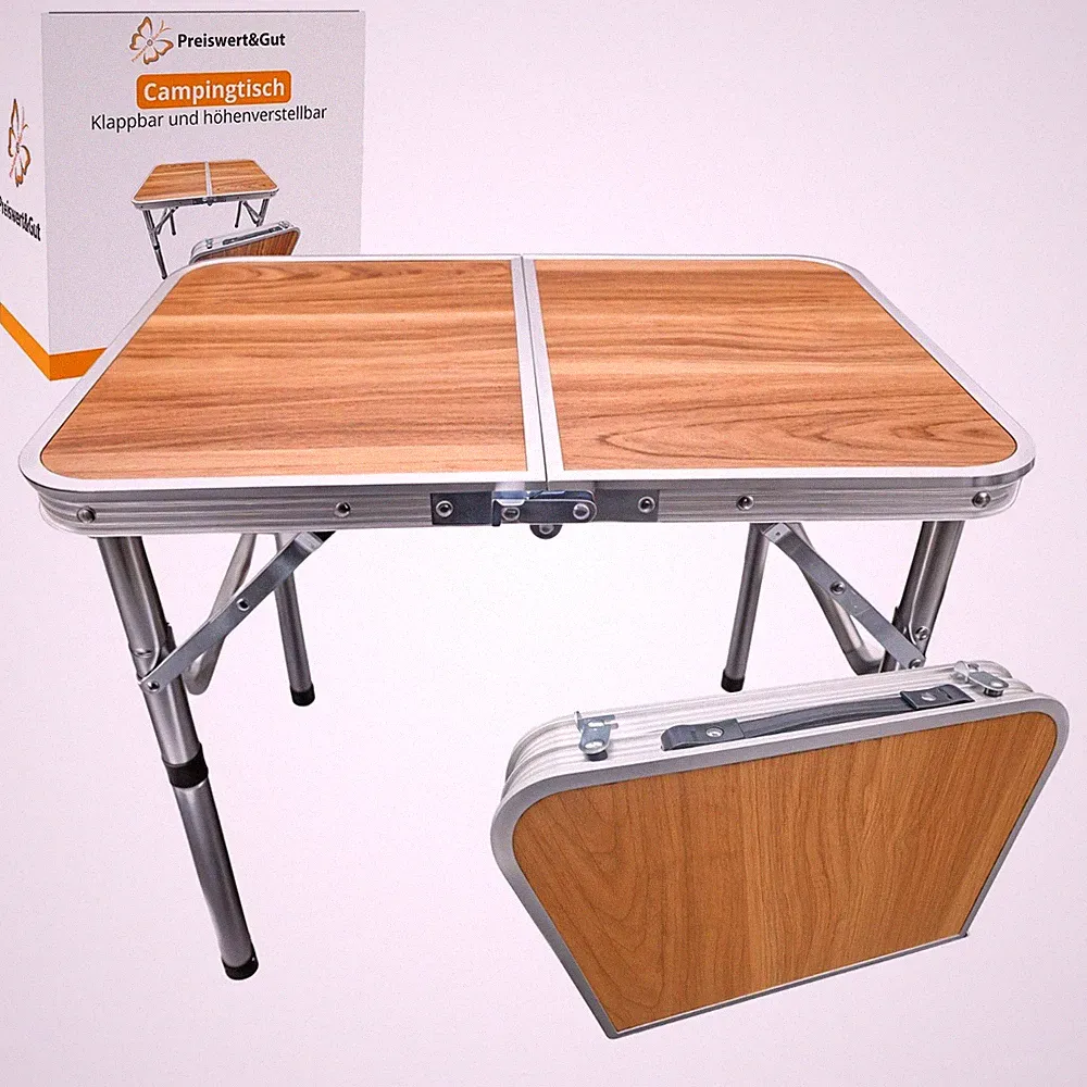 Campingtisch klappbar 60x40 cm 3 Höhen Camping Tisch faltbar 2,5kg Picknicktisch