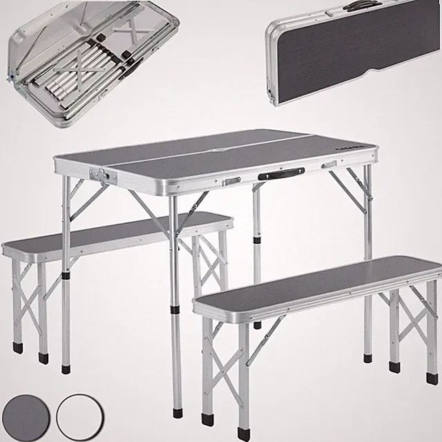 Campingtisch Klapptisch Camping Bank Set 90x60cm Aluminium klappbar Koffertisch