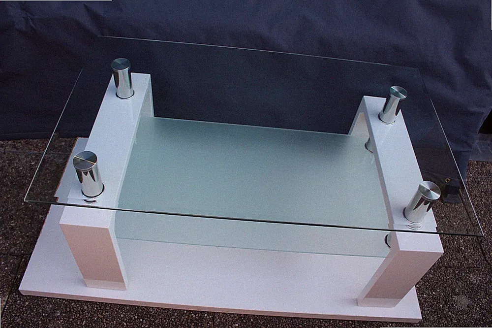 Carryhome Couchtisch Klarglas/Milchglas 100/60/45 cm Weiß/Hochglanz von XXXLutz