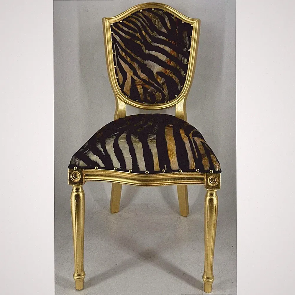 Casa Padrino Art Deco Esszimmer Stuhl Gold / Schwarz - Art Deco Esszimmer Möbel